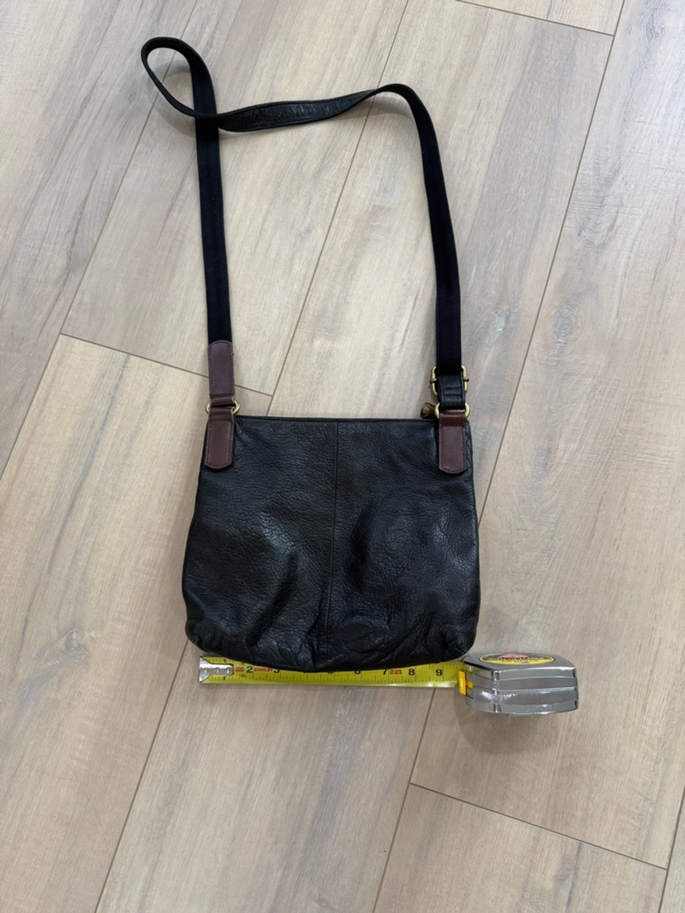 Fossil Black Leather Crossbody with Brass Accents - Picture 8 of 8